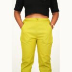 Lemon Green Cotton Pant for Women - Image 3