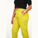 Lemon Green Cotton Pant for Women - Image 2