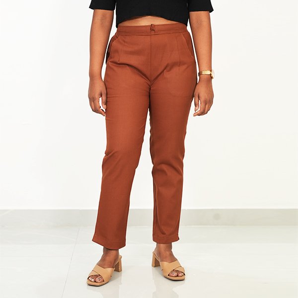 Brown Color Cotton Pant for Women