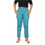 Crystal Teal Color Cotton Pant for Women