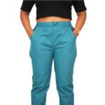 Crystal teal color cotton pant for women2