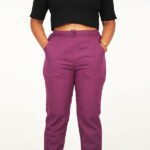 Dark Magenta Color cotton pant for women1