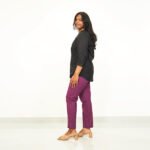 Dark Magenta Color cotton pant for women4