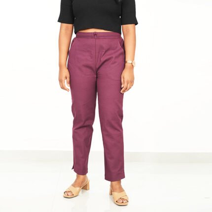 Dark wine color Cotton pant for women