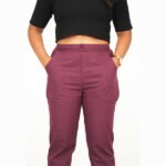 Dark wine color Cotton pant for women2