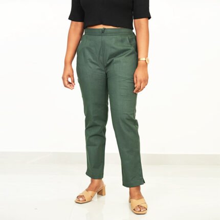 Forest Green Color Cotton Pant for Women