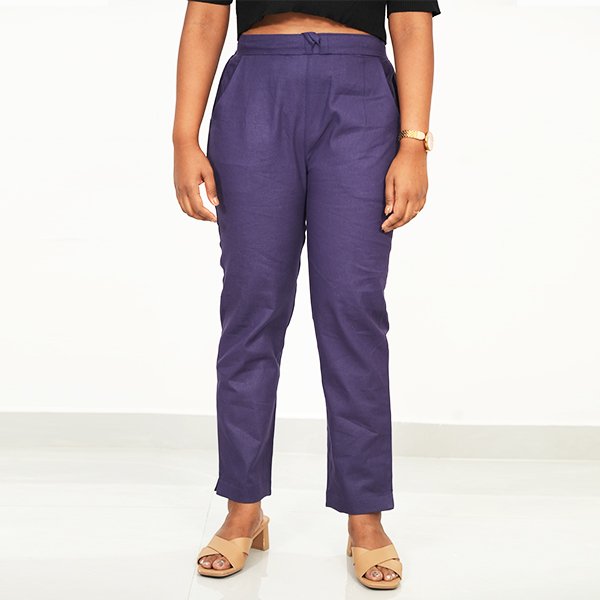 Navy Blue Color Cotton Pant for Women