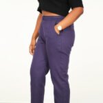 Navy Blue color cotton pant for women2