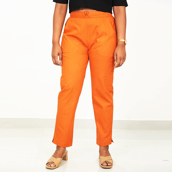 Orange Color Cotton Pant for Women