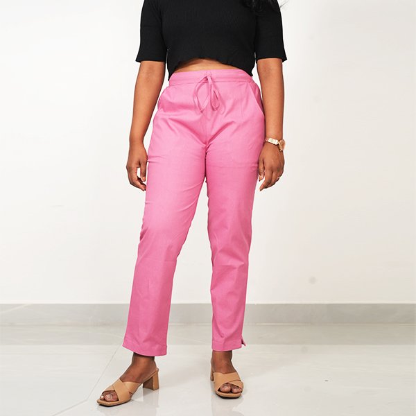 Pink Color Cotton Pant for Women