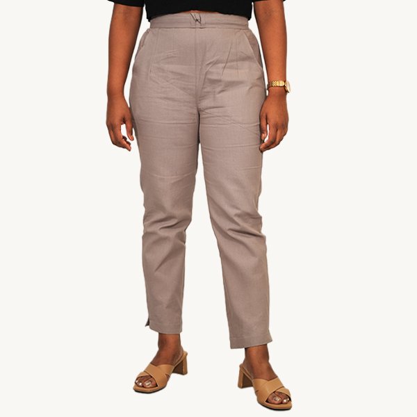 Smoke Grey Color Cotton Pant for Women