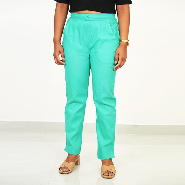 Spring Green Color Cotton Pant for Women
