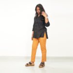 Golden Yellow Color Cotton Pant for Women - Image 5