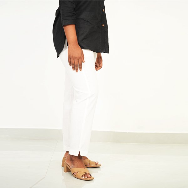 White Color Cotton Pant for Women